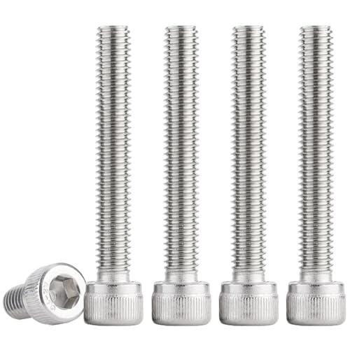 TOP-VIGOR 5Pcs Hexagon Socket Head Cap Screws, M6 x 100mm 304 Stainless Steel Replacement Machine Fastener Screws for Bicycle Motorcycle Repair, Professionals Landlords Repairmen