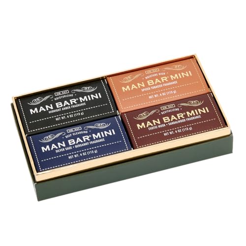 San Francisco Soap Company Man Bar Minis 4-Piece Gift Set - No Harmful Chemicals - Good for all Skin Types - Made in the USA
