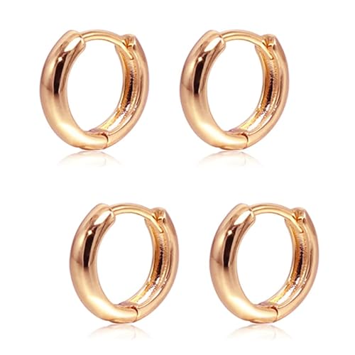 Krstudent Gold Hoop Earrings Pack 18K Rose Gold Plated Small Hypoallergenic Hoop Huggie Earrings Set for Women Girls