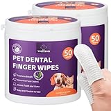 WALLZON Teeth Cleaning Finger Wipes for Dogs & Cats, Soft Pet Dental Care Wipes, Disposable Pet Tooth Brushing Wipes, Gentle Cleaning & Gum Care Finger Pet Wipes (100 Wipes)