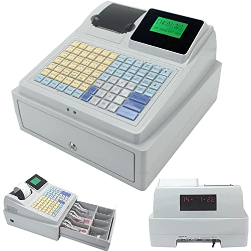 ZXSYYDS Registro De Efectivo Electrónico, 81 Cash Registro De Efectivo del Sistema De Postes Eléctricos con La Caja Y La Llave De Recibo, Impresoras De Recibo, para Supermercados, Bar, Cafetería