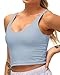 Dragon Fit Women’s Longline Sports Bra Wirefree Padded Medium Support Yoga Bras Gym Running Workout Tank Tops Demin Blue