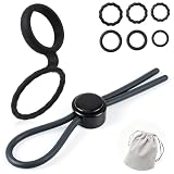 XEESHININ 8er Penisring Set für Männer - Verstellbarer Lasso-Ring & Doppelring Sortiment - Phthalatfrei, Individuell Anpassbare Größe & Dehnbares Silikon inkl. Beutel (Schwarz)
