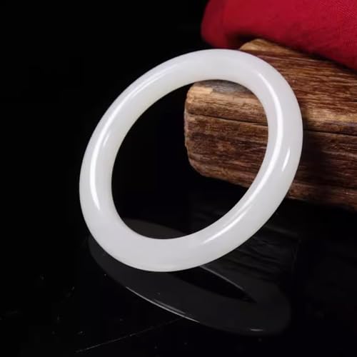 Jade Bangle Bracelet for Women - Chinese Feng Shui Natural Jade Good Luck and Wealth Bracelet - White Fashion Bangle for Christmas and Birthday4