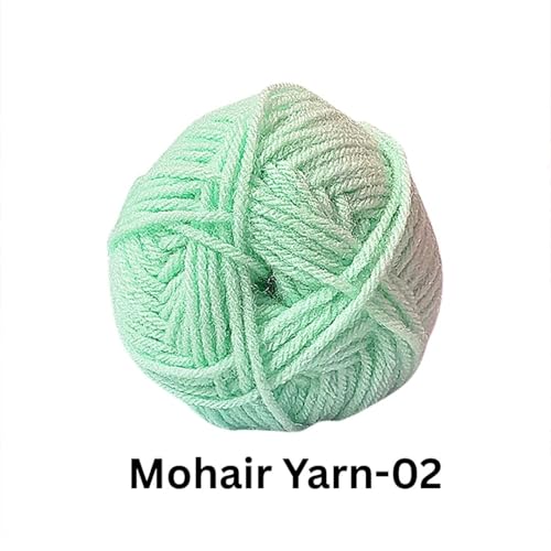 Image of VCR Mohair Nylon Mint Green Yarn, 100 Grams Hank, 196 Meters Length, Acrylic 75%, Mohair Nylon 25%, Pack of 1 Yarn, Soft Crosia Threads, Suitable for Winter Garments.