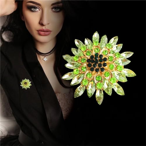 Image of WCRAZYE Sunflower Brooch Pins for Women Sparkly Big Premium Rhinestone Crystal Red Flower Bouquets Lapels Brooch Elegant Clothing Skirt Hat Bag Accessories for Teen Girls