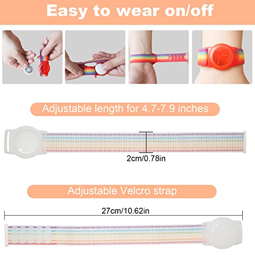 Fhtase Airtag Wristband Kids(2 Pack), Nylon Airtag Bracelet Compatible With Apple Air Tag,Adjustable Anti Lost Watch Band For Toddler Baby, Boys, And Girls, Elders (Rainbow) #TOP2