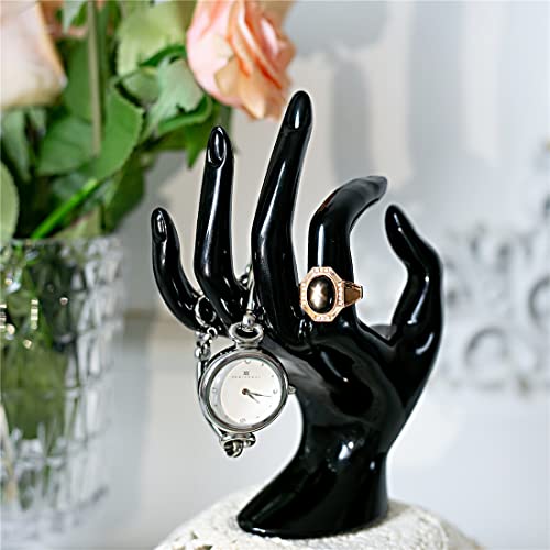 Image of Maxsirui Hand Form Ring Holder Jewelry Display Organization Rack Bracelet Ring Watch Stand Support Aesthetic Y2k Room Decor (Black)
