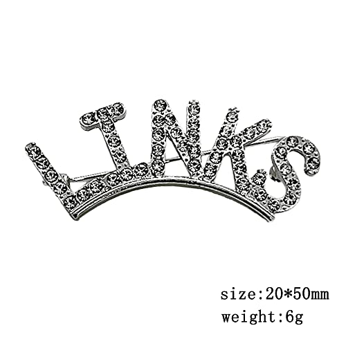 Image of Exquisite green rhinestone inlaid round LINKS letter metal brooch the links incorporated society jewelry pin