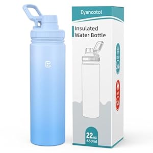 Insulated Water Bottle with Spout Lid, Reusable Stainless Steel Water Bottles with Handle, Leak Proof Sports Water Flask for Gym, Travel, Bike, Camping 22oz