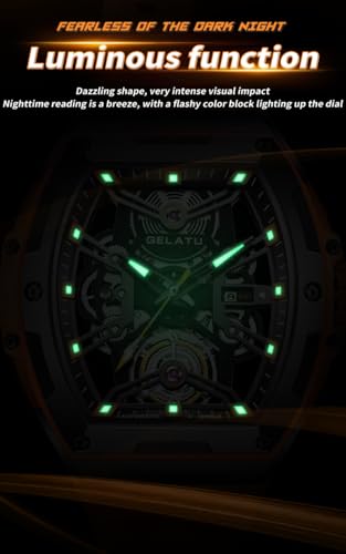 Image of OLEVS Luxury Watches for Men Black Mechanical Wrist Watch Self Winding Automatic Tourbillon Watches Skeleton Waterproof Mens Wrist Watch