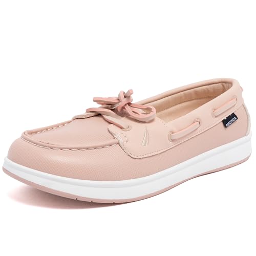 Image of Nautica Women's Casual Boat Shoes, Moc-Toe Loafers with Cushioned Insole, Deck Fashion Sneaker