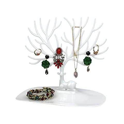JCYUANI Jewellery Stand Necklace Stand With Pallet Necklace Holder Plastic 3 in 1 Jewellery Organiser Jewelry Display Stand for Store Necklaces Watches Rings Earrings Bracelet Cover