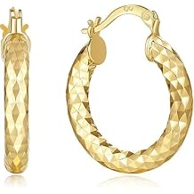Gold Hoop Earrings 14K Gold Earrings for Women Wrinkle Texture Earrings
