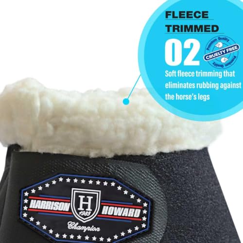 Image of Harrison Howard Essential Bell Boots Shock Absorption with Fleece Trim Non-Rotating Reinforcement