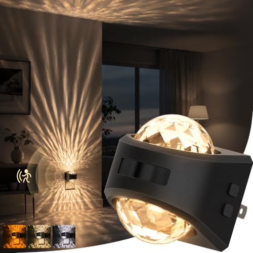 Image of Briignite Motion Night Light Projector Dimmable 3 Colors Warm Rotatable | night lights plug into wall, dusk to dawn & motion sensor, 180rotating, 3000K 5000K amber bedroom hallway bathroom decor