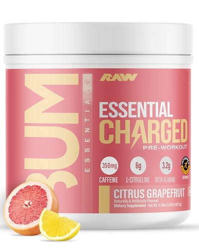 RAW Pre-Workout Powder, Essential CHARGED (Citrus Grapefruit) - Preworkout Supplement