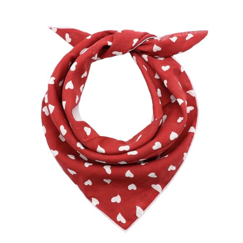 LJBFNN Floral Bandanas for Women Men, 21.56" Square Cotton Head Scarf Bandana Headband Handkerchief for Beach Camping Running (Love-red)