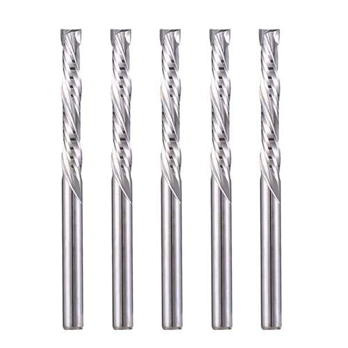 EU_HOZLY 3,175 x 22 mm de corte hacia arriba y hacia abajo de dos flautas en espiral de carburo para fresadora CNC, brocas de madera de compresión, paquete de 5