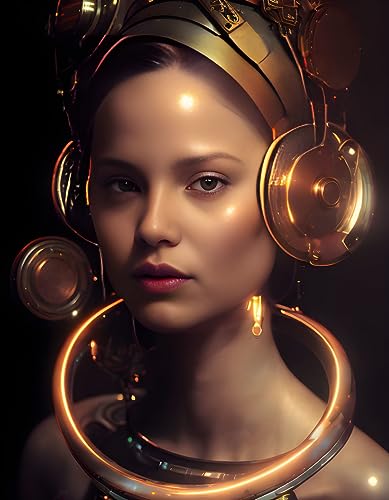 Peinture sur toile 58 x 90 cm portrait fille futuriste