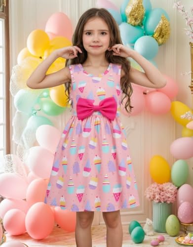 RETSUGO Little Girl A-Line Dresses Bowknot Dress for Baby Girls Casual Toddler Girl Dresses for Party Girl Dress 1-8 Years2