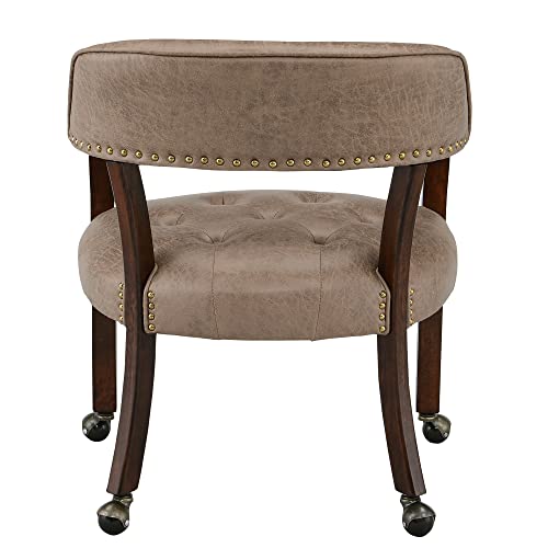Moderion Solid Wood Boss Caption's Chairs,Dinning Chairs With Wheels And Arms,Office Desk Chairs, Classic Swivel Accent Chairs With Upholstered,Breathing Leather, 31.5¡±H For Living Room Light Brown #TOP7