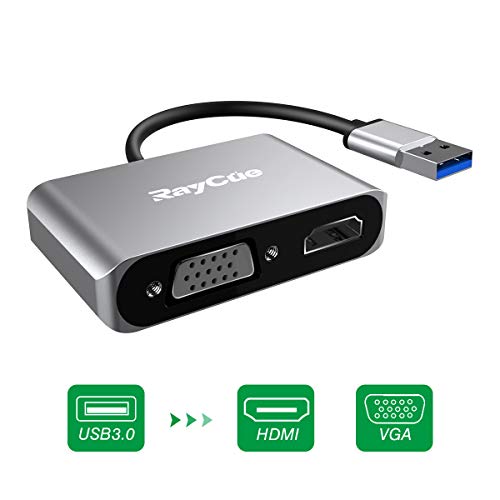 USB to HDMI VGA Adapter, USB 3.0 to HDMI Converter 1080P, Support HDMI VGA Sync Output for Windows 10/8/7 Only, NO Mac OS/Linux/Vista