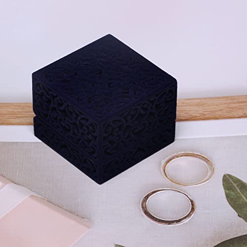 Top Hunter Velvet Jewelry Box For Ring Engagement Gift Wedding Favor Oriental Charm Cultural Art, Sapphire #TOP3