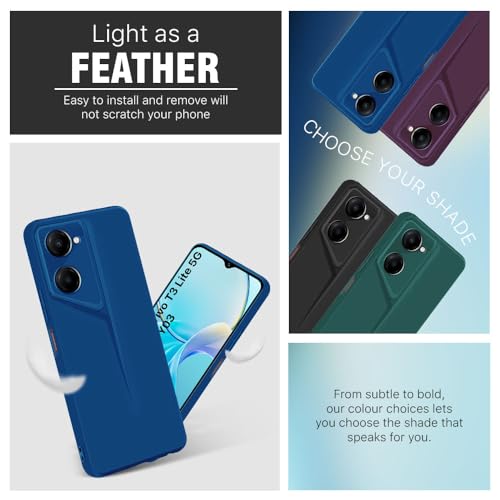 Image of WOW IMAGINE Slim Back Cover for iQOO Z9 Lite | Vivo T3 Lite 5G | Y18t | Y18 | Y18e | Y03 | Y28s | Blade Series Ultra Thin Case | Camera Protection | Soft Matte Silicone Flexible Mobile Case - Blue