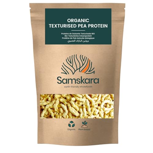 Proteína de Guisante Texturizada | de cultivo Ecológico BIO origen UE | 100% Natural ALTO contenido PROTEINA de planta | carne vegetal sin soja | Envasado en 2025