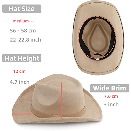 Pro Celia Classic Women Men Western Cowboy Hat Wide Brim Cowgirl Hat (Beige) #TOP3
