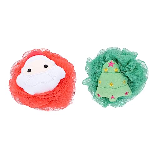 HAPINARY かわいいクリスマスバスフラワー 2個パック 柔らかく快適なシャワー レッドツリー ファミリーバスおもちゃ