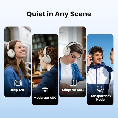 Image of HAYLOU S40 Noise Cancelling Headphones Over Ear, 50dB Hybrid ANC with Multiple Modes, LDAC Hi-Res Wireless Audio, 90H Playtime, Custom EQ via App, Bluetooth 6.0 Multipoint Connect, 5 HD Mics Call