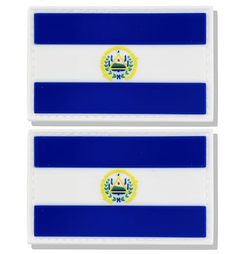 Stidsds Aufnäher mit Salvador-Flagge – El Salvador Militär-Aufnäher, PVC-Klettverschluss für Kleidung, Hut, Rucksäcke, Stolz-Dekorationen, 2 Stück