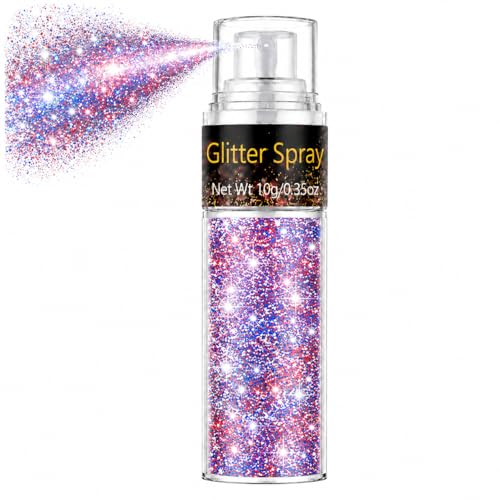 Go Ho Red White and Blue Glitter Spray Hair&Face&Body Glitter Powder USA Flag Patriotic Sparkle Powder for 4th of July Independence Day 250th Anniversary Shimmer Decorations & Outfits for Women Kids