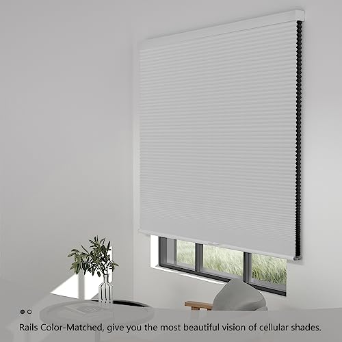 Berissa Blackout Cellular Shades, Cordless Honeycomb Blinds For Windows, Color-Matched Cellular Blinds, Custom Size For Bedroom Office Living Room, Blackout-White #TOP3