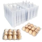 YSJFNVUI 50-Pack of 12-Count Plastic Egg Cartons – Bulk Clear Reusable Egg Containers Holds Chicken Eggs | Egg Cartons Cheap Bulk, Eggs 12 Count,Suitable for farms, markets and families.