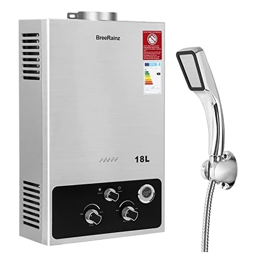BreeRainz Calentador de Agua Gas 18LPM, 36KW Calentador de Agua Butano Propano,Presión de Agua de Arranque Súper baja, para el Hogar, Casa Rodante