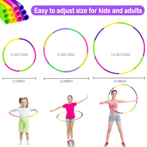 9 Pack Kids Exercise Toy Color Hoop,Adjustable Detachable Weight Size Plastic Fitness Hoops for Kids Boys Girls,Exercise,Training, Playing, Dog Agility Equipment, Christmas Wreath - Thumbnail 3