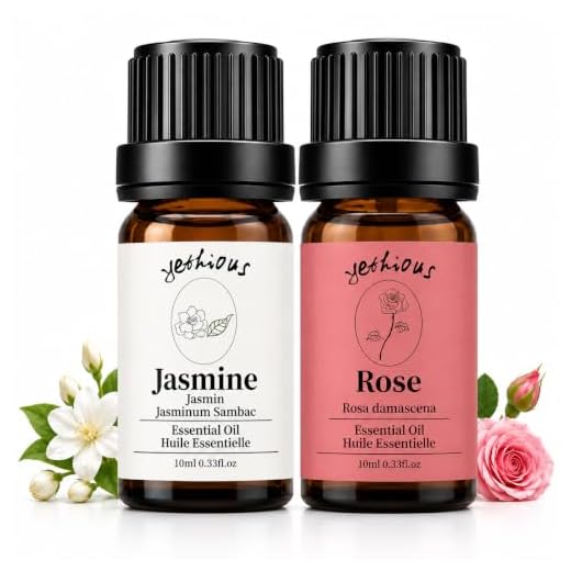 yethious Rose Essential Oil Jasmine Essential Oil Rose Essential Oils Set 2 Pack Organic Rose Oil Essential Oil Undiluted Aromatherapy Oils for Diffuser, Perfume, Soap, Candle Making 2 X 10ML