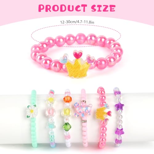 Image of SANNIDHI 6Pcs Beads Bracelet for Girls Kids Friendship Bracelet Cute Bracelets Set Toddler Costume Jewelry Party Pretend Play Birthday Christmas