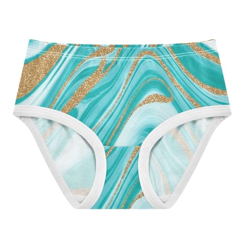 Abstract Marble Aqua Blue Toddler Girls Underwear 2t Cotton Panties Little Girl Designer Briefs Undies Kids