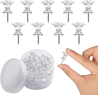 KINBOM 100pcs Large Push Pins, Clear Plastic Push Pins Thumb Tacks Decorative Thumb Tacks with Stainless Steel Point Push Pins for Cork Board Wall Maps Office Bulletin Board