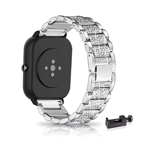AireWiki Armband Kompatibel mit Amazfit GTS 4/ GTS 4 mini/GTS 3/ GTS 2/ GTS 2 mini/GTS 2e Armband Edelstahl Für Herren Damen Elegant Metall Uhrenarmband (Silber)