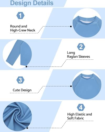 babygoal Baby Blue Long Sleeve Rash Guard UPF 50+ Sun Protection Swim Shirt for Boys Girls, Infant Toddler UV Swimwear for Beach Pool Swimming SY05-18-24M-CA — view 2