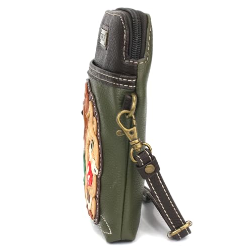 Image of CHALA Woodland Animal Collection Cell Phone Crossbody Purse-Women PU Leather /Canvas Multicolor Handbag with Adjustable Strap