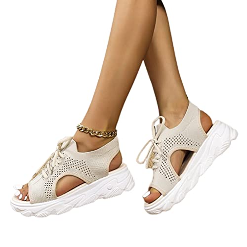 HYISHION Damen Sommer Sandalen, Bequeme rutschfeste Sommer-Zehensandalen, Schicke Sommersandaletten geeignet für Jugendliche/Mädchen,Weiß,38 Cover