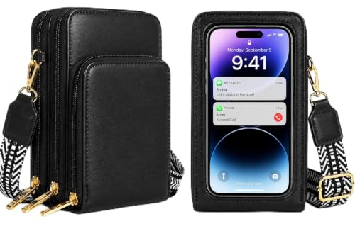 Image of Crossbody Cellphone Purse Women Touch Screen Bag RFID Blocking Wallet Handbag Shoulder Strap