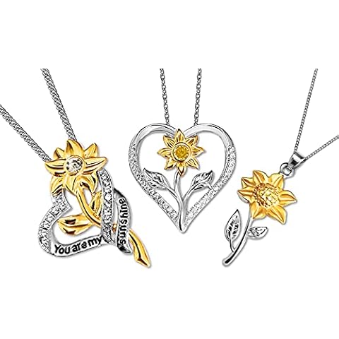 You Are My Sunshine Necklace - 3pcs Sunflower Necklaces for Women Jewelry Gift Cover