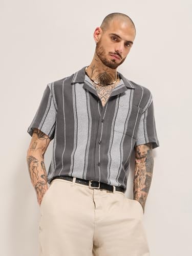 Image of THE Bear House Men's Striped Regular Fit Shirt